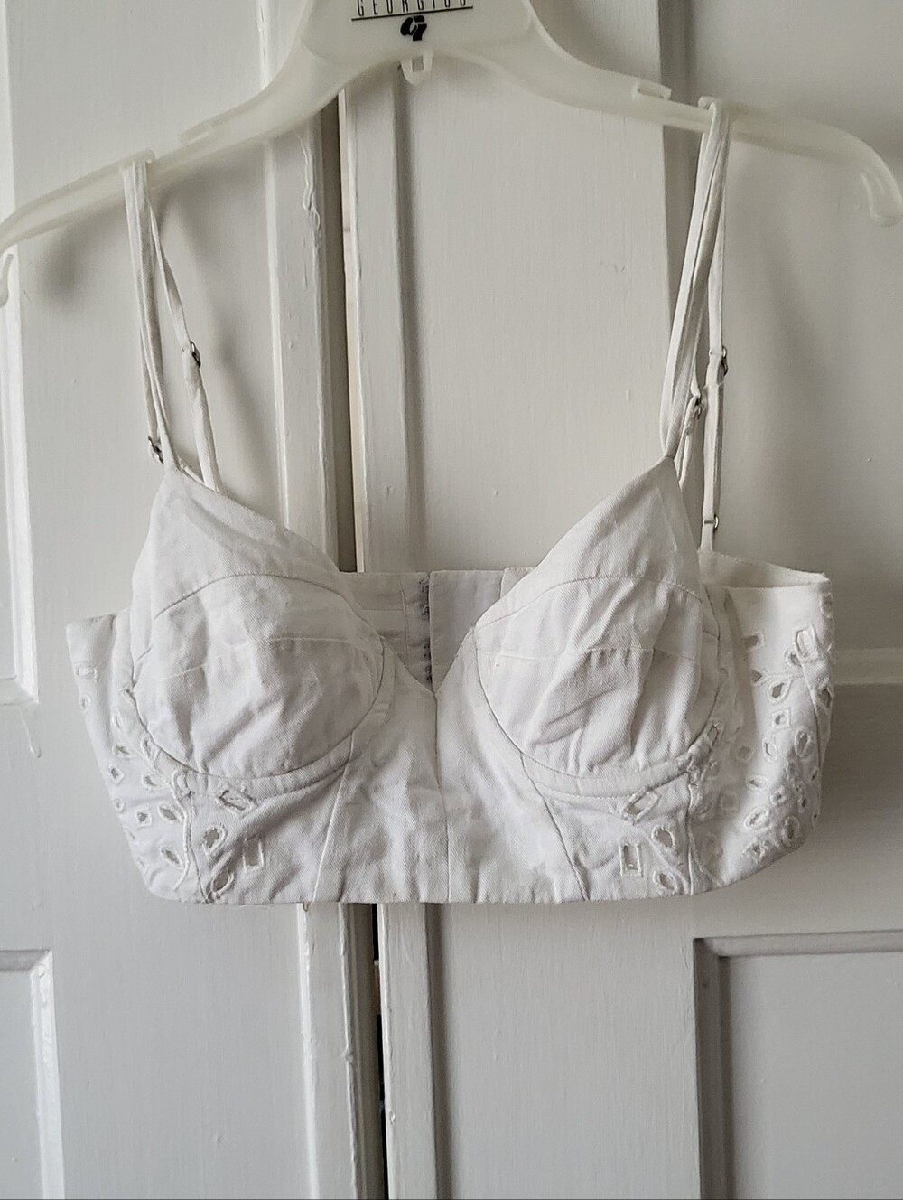 Revolve Tularosa White Eyelet Bustier Crop Top Double Strap Size XS